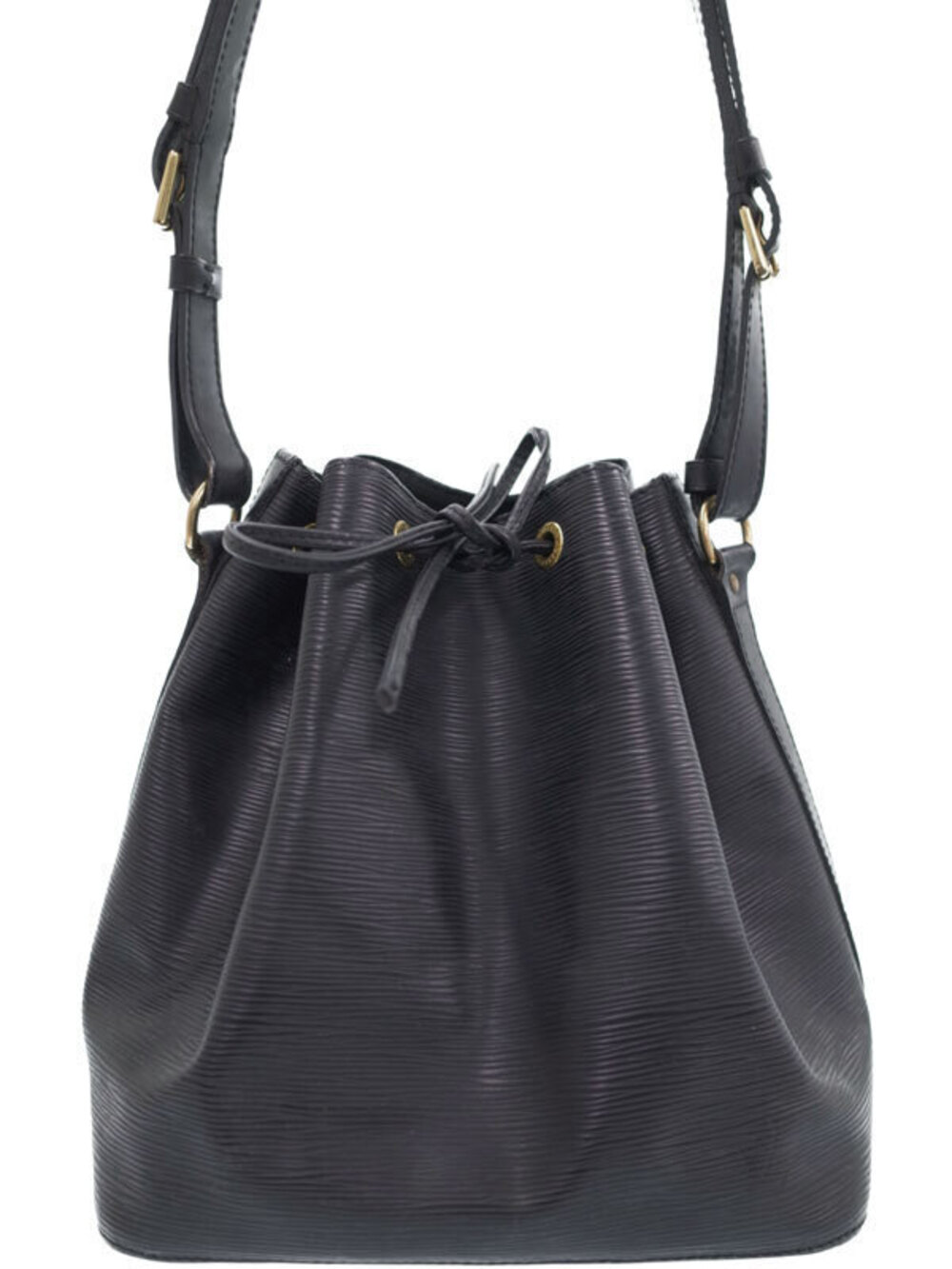 Louis Vuitton Noe Epi Shoulder Bag Leather Black Gray